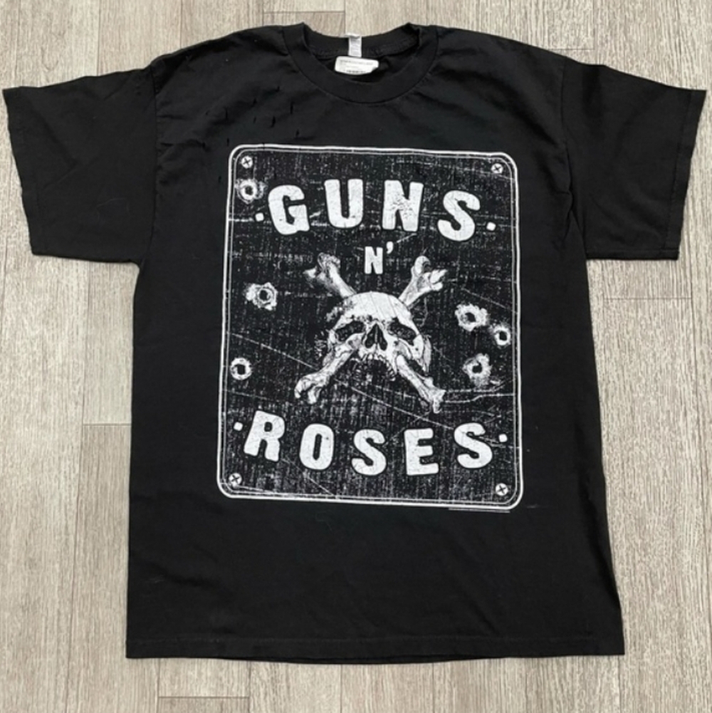 New Mens Alstyle Guns N' Roses Heavyweight Rockstar Skull & Crossbones Tee XL